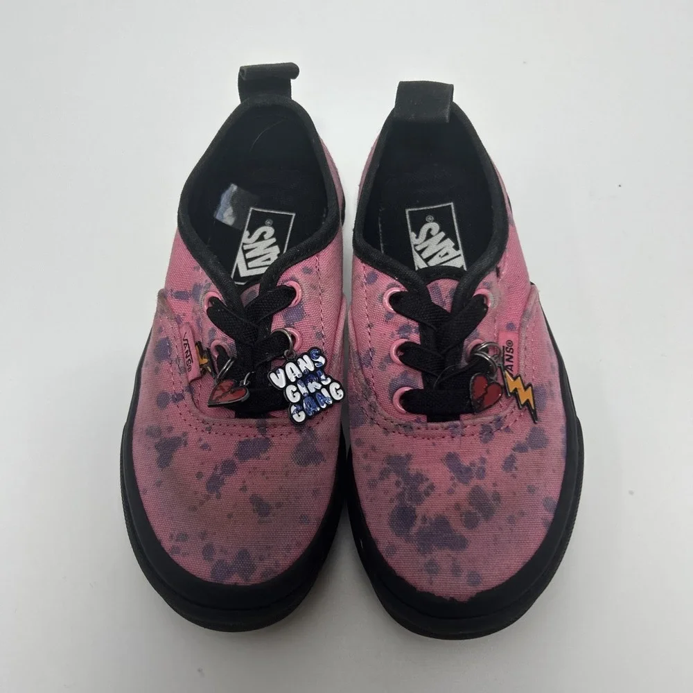 Vans‎ Girl Gang Canvas Slip On Skate Sneakers Kid's Size 10.5 Pink/Black